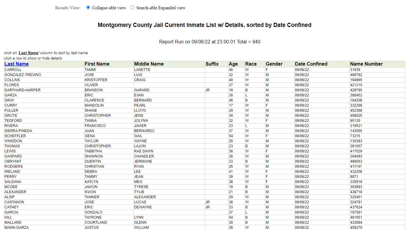 Jail Roster - Montgomery County, Texas